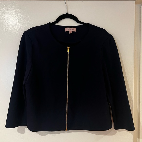 Philosophy Sweaters - PHILOSOPHY ZIP UP SWEATER W/shoulder pads